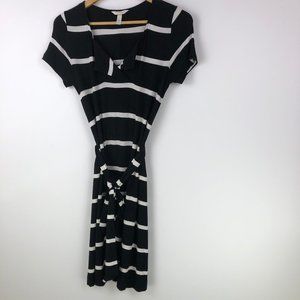 Soma Bold Black White Striped T Shirt Belt Dress